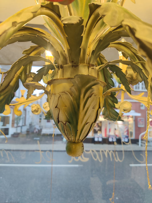 Fantastisk vintage Italiensk lysekrone med farvede blomster i douche farver